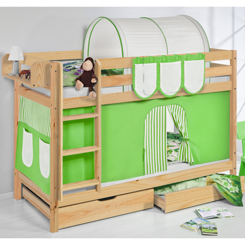 Just Kids Belle European Single Bunk Bed with Bottom Bunk Curtain